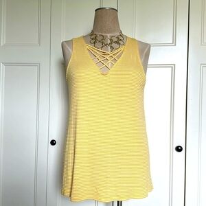 White Birch Yellow Cut Out Tank Tunic Top Beautiful !